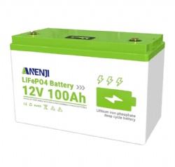 ANENJI 12V 100Ah IP65 Lithium Iron Phosphate Battery Lifepo4 100Ah 1.2KWH Lifepo4 Battery Pack with LCD Display