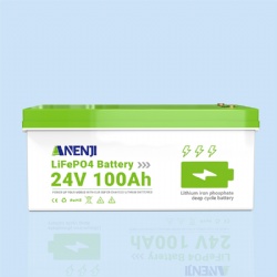 ANENJI 24V 100ah Lifepo4 Battery IP65 Built-in Smart BMS 6000+ Deep Cycles for RVs Solar System Trolling Motors Security Monitor